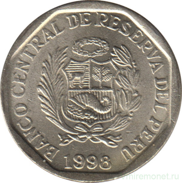 Монета. Перу. 50 сентимо 1998 год.