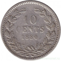 Монета. Нидерланды. 10 центов 1884 год.