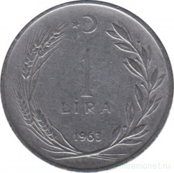 Монета. Турция. 1 лира 1963 год.