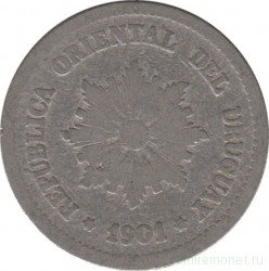 Монета. Уругвай. 2 сентесимо 1901 год.