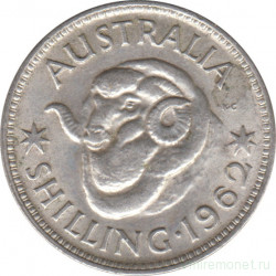 Монета. Австралия. 1 шиллинг 1962 год.