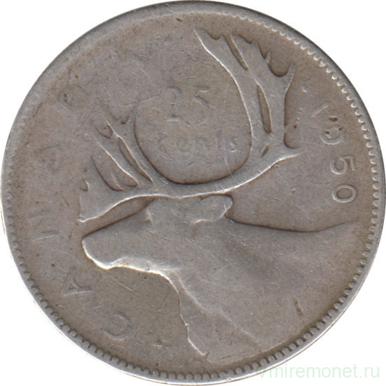 Монета. Канада. 25 центов 1950 год.