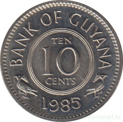 Монета. Гайана. 10 центов 1985 год.