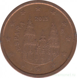 Монета. Испания. 2 цента 2013 год.