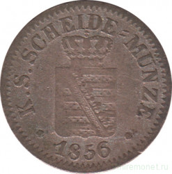 Монета. Королевство Саксония, Дрезден (Германский союз). 1 новый грошен (10 пфеннигов) 1856 год. Фридрих Август II.