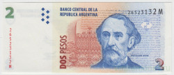 Банкнота. Аргентина. 2 песо 2002 год. Тип 352(7).