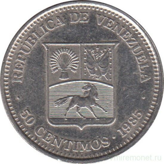 Монета. Венесуэла. 50 сентимо 1985 год.