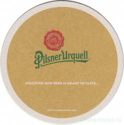 Подставка. Пиво  "Pilsner Urquell". (Круг, жёлтая). Чехия.