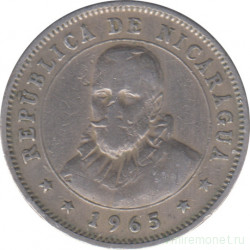Монета. Никарагуа. 25 сентаво 1965 год. 