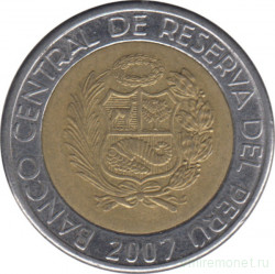 Монета. Перу. 2 соля 2007 год.