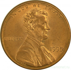 Монета. США. 1 цент 1995 год.