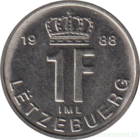 Монета. Люксембург. 1 франк 1988 год.