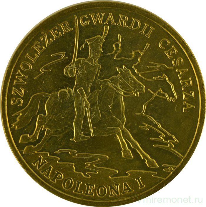 Монета. Польша. 2 злотых 2010 год. Кавалерист гвардии императора Наполеона I.
