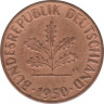 Монета. ФРГ. 1 пфенниг 1950 год. Монетный двор - Мюнхен (D). ав.