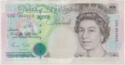 Банкнота. Великобритания. 5 фунтов 1990 - 1992 года. Тип 382а.