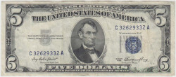 Банкнота. США. 5 долларов 1953 год. Тип 417. (Серебряный сертификат)
