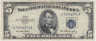 Банкнота. США. 5 долларов 1953 год. Серия С. Тип 417. (Серебряный сертификат)