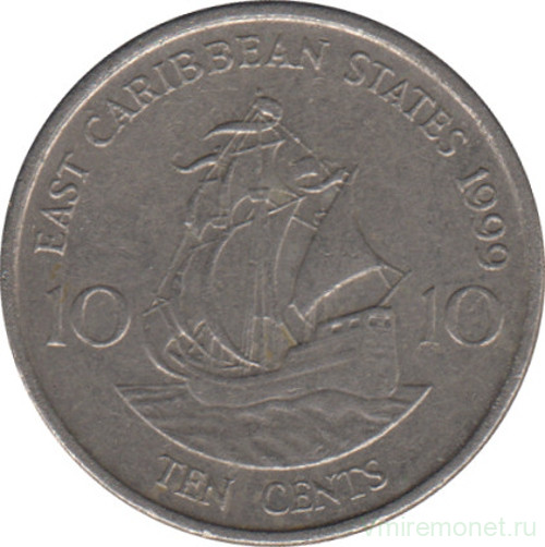 Монета. Восточные Карибские государства. 10 центов 1999 год.