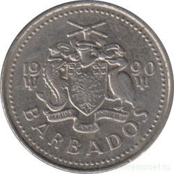 Монета. Барбадос. 10 центов 1990 год.