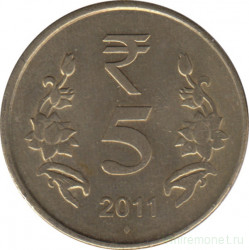 Монета. Индия. 5 рупий 2011 год.