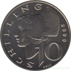 Монета. Австрия. 10 шиллингов 2000 год.
