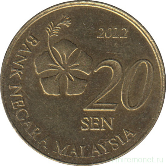 Монета. Малайзия. 20 сен 2012 год.
