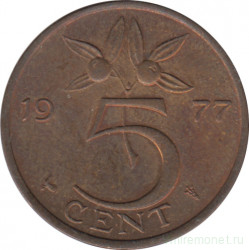 Монета. Нидерланды. 5 центов 1977 год.