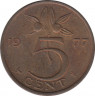 Монета. Нидерланды. 5 центов 1977 год. ав.