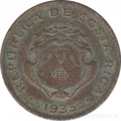 Монета. Коста-Рика. 25 сентимо 1935 год.
