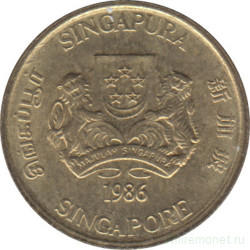 Монета. Сингапур. 5 центов 1986 год.