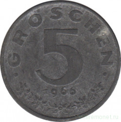 Монета. Австрия. 5 грошей 1966 год.