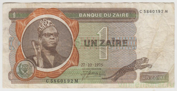 Банкнота. Заир (Конго). 1 заир 1975 год.