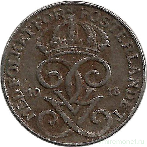 Монета. Швеция. 1 эре 1918 год.