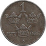 Монета. Швеция. 1 эре 1918 год.