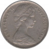 Монета. Австралия. 5 центов 1969 год. ав.