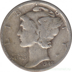 Монета. США. 10 центов 1942 год. Монетный двор D.