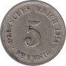 Монета. Германия (Германская империя 1871-1922). 5 пфеннигов 1914 год. (F). ав.