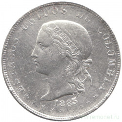 Монета. Колумбия. 50 сентаво 1883 год.