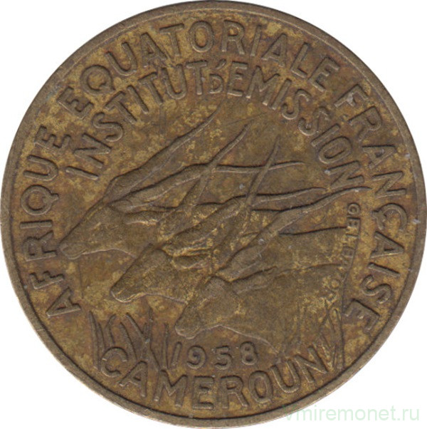 Монета. Французская Экваториальная Африка. Камерун. 10 франков 1958 год.