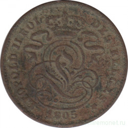 Монета. Бельгия. 2 сантима 1905 год. Des Belges.