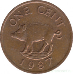 Монета. Бермудские острова. 1 цент 1987 год.