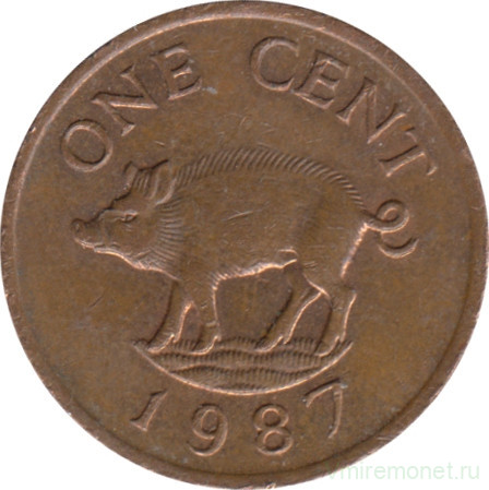 Монета. Бермудские острова. 1 цент 1987 год.