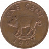 Монета. Бермудские острова. 1 цент 1987 год. ав.