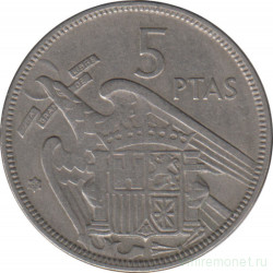 Монета. Испания. 5 песет 1965 (1957) год.