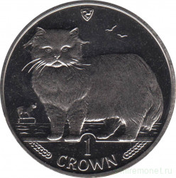 Монета. Великобритания. Остров Мэн. 1 крона 1989 год. Кошки. Персидская.