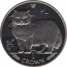 Монета. Великобритания. Остров Мэн. 1 крона 1989 год. Кошки. Персидская. ав.