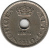  Монета. Норвегия. 10 эре 1941 год (никель). ав.