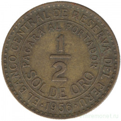 Монета. Перу. 1/2 соля 1956 год.