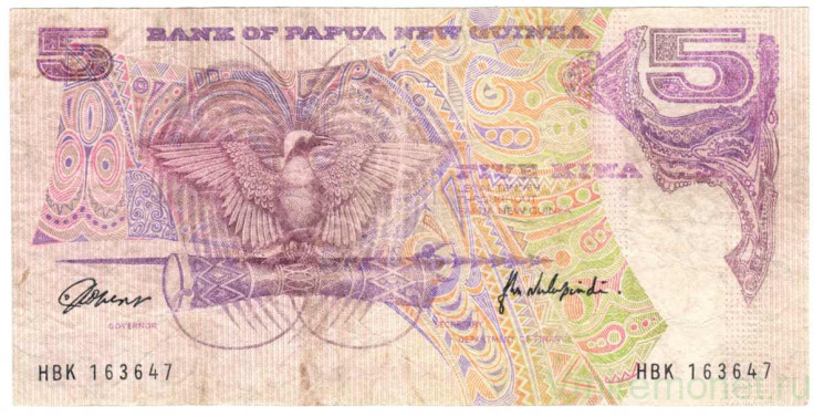 Банкнота. Папуа - Новая Гвинея. 5 кин 1988 год.