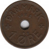 Монета. Дания. 1 эре 1928 год. ав.